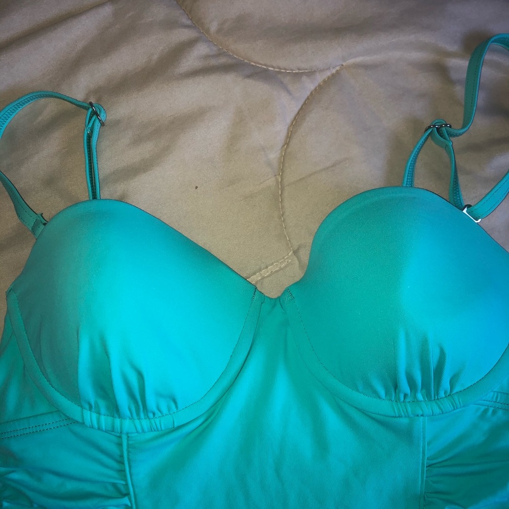 Beautiful blue structured one piece bathing suit